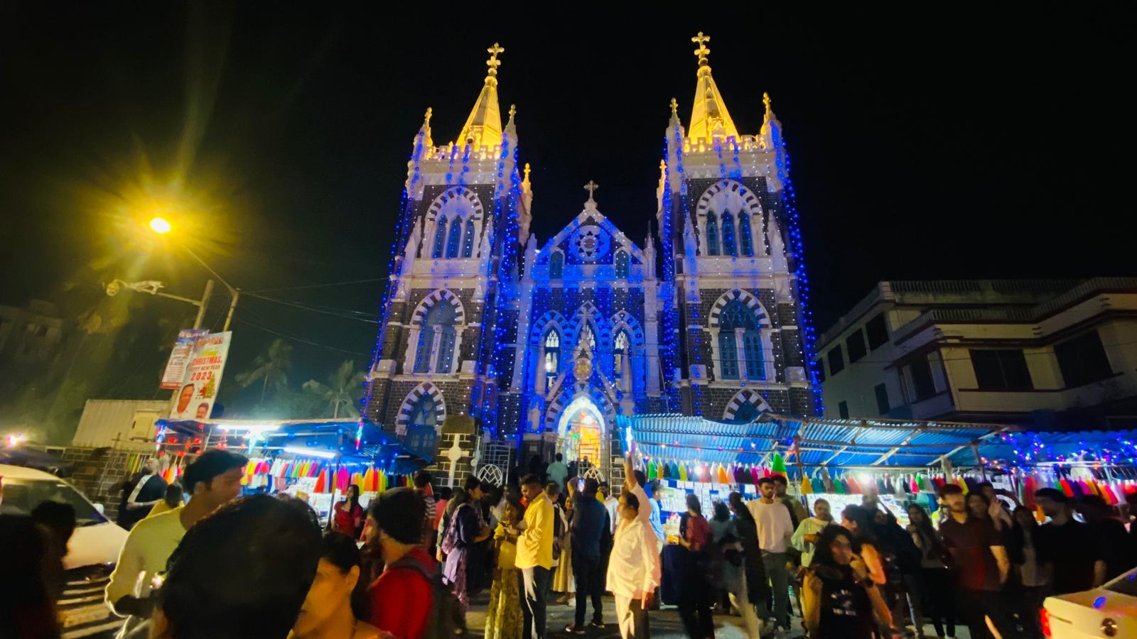 Mount Mary church lit up on Christmas eve